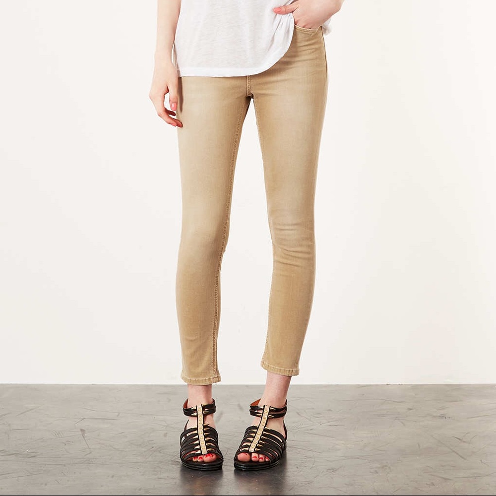 Topshop Tan Raw Jamie Jeans